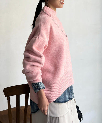 後開叉高領針織套頭衫