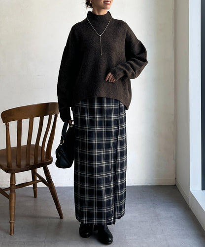 後開叉高領針織套頭衫