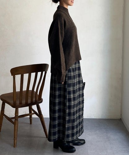 後開叉高領針織套頭衫