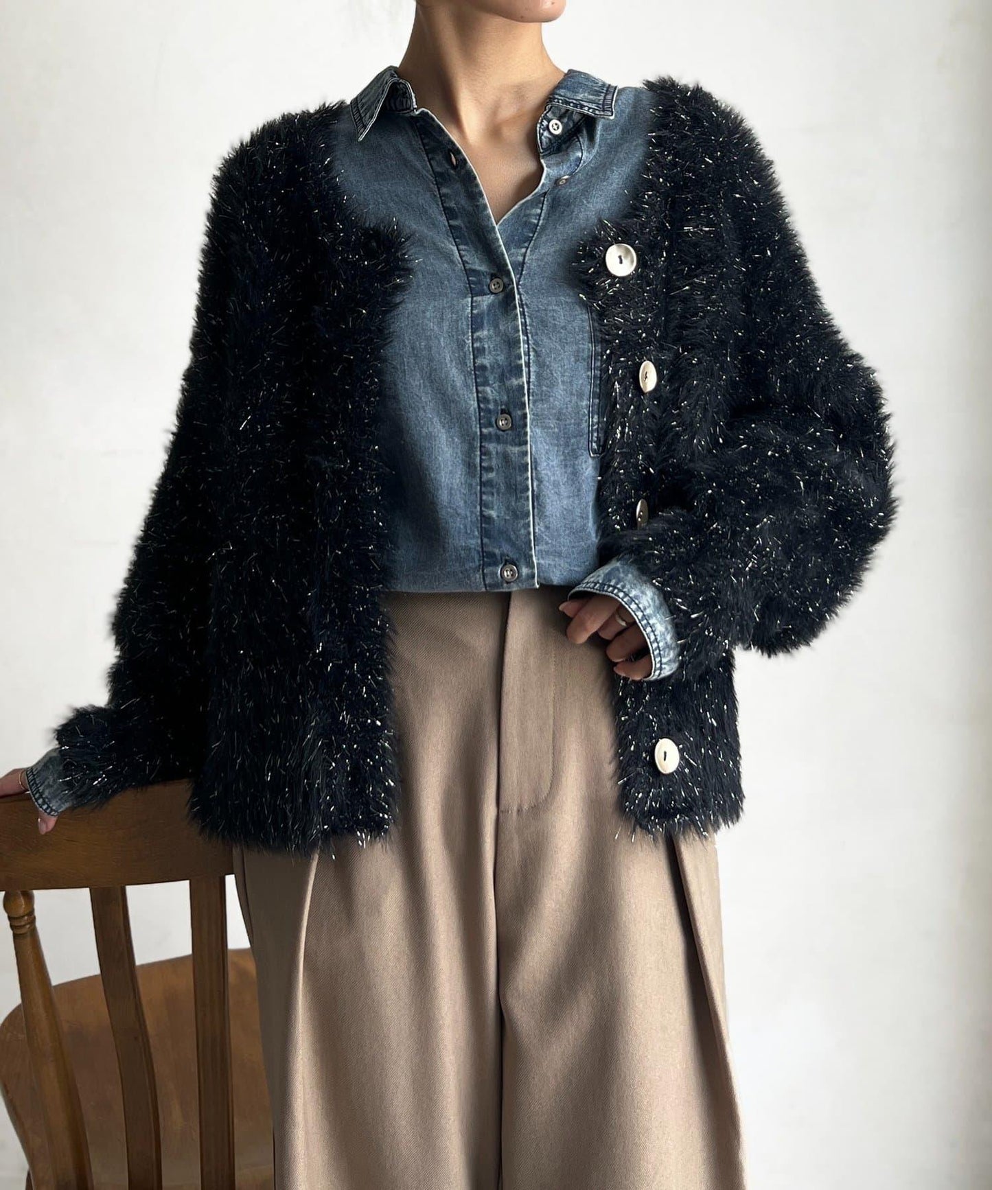 亮片羽毛兩用開衫