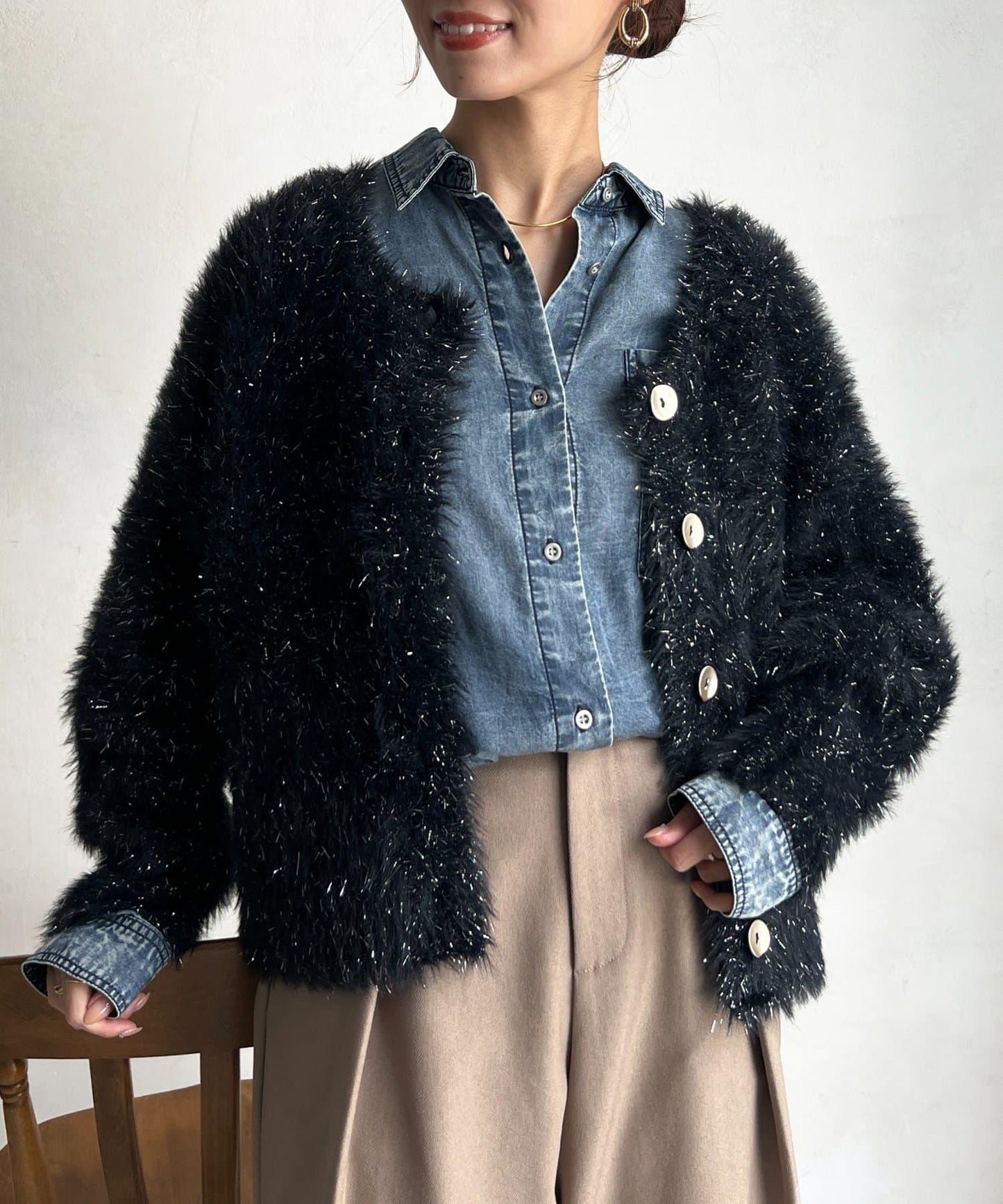 亮片羽毛兩用開衫