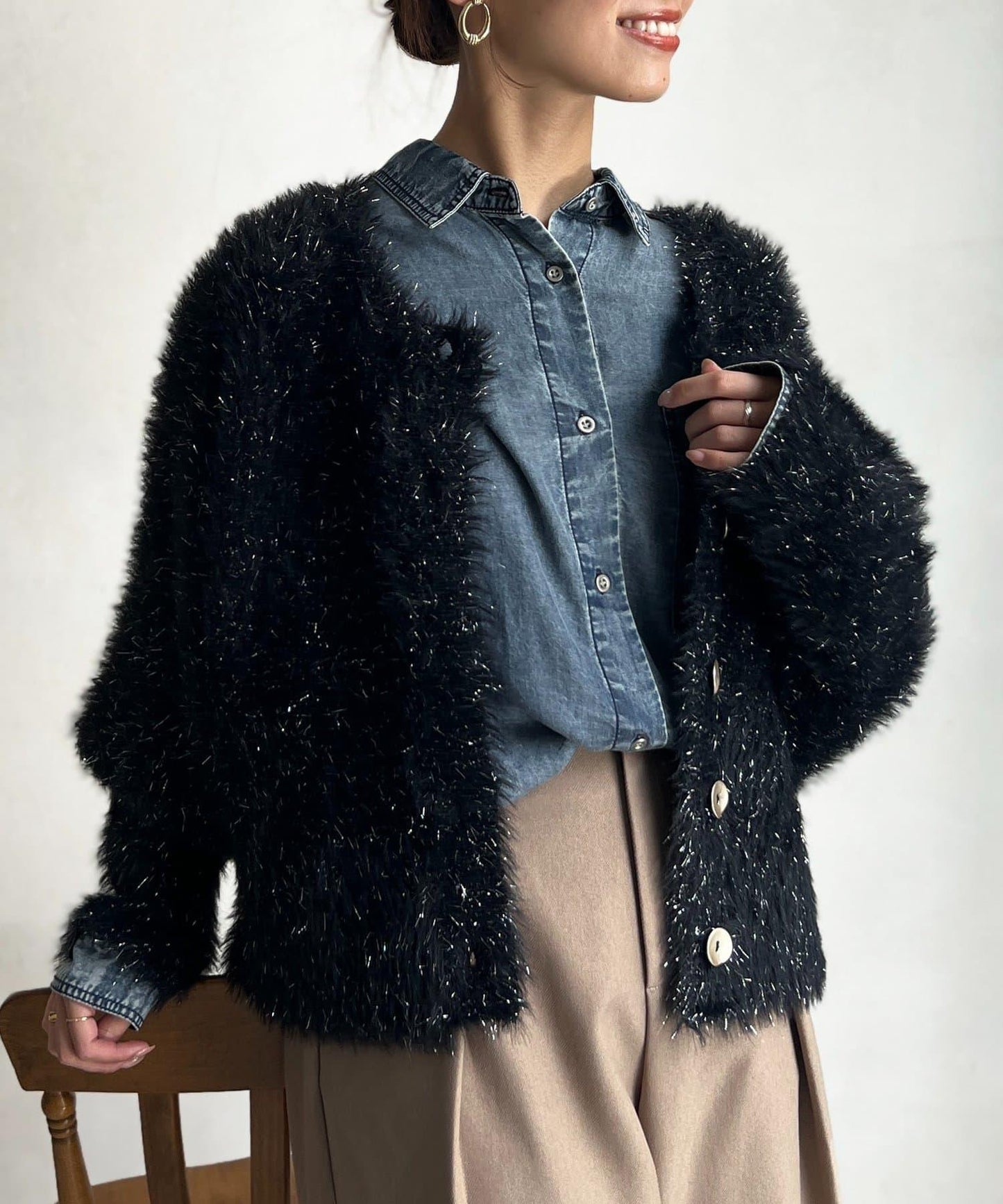 亮片羽毛兩用開衫