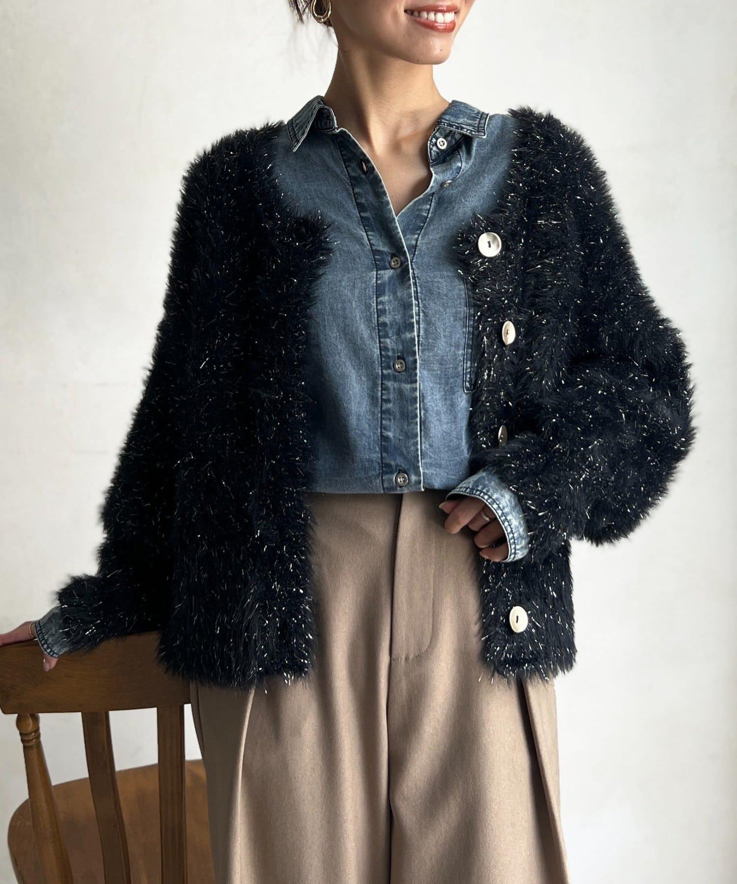 亮片羽毛兩用開衫