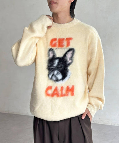 拼色圖案毛絨針織衫