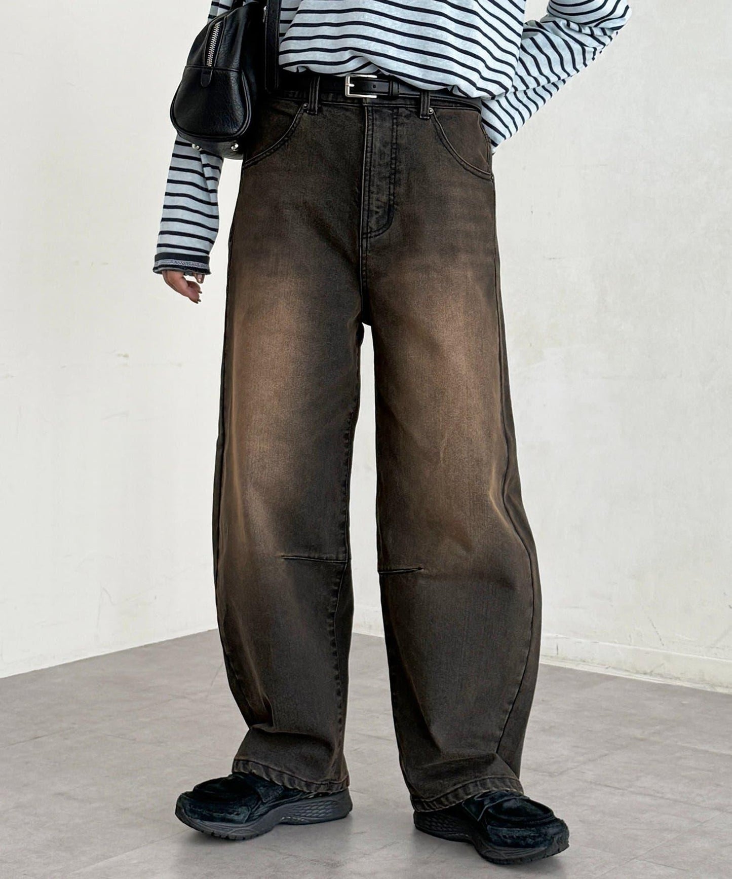 內加絨桶型牛仔褲