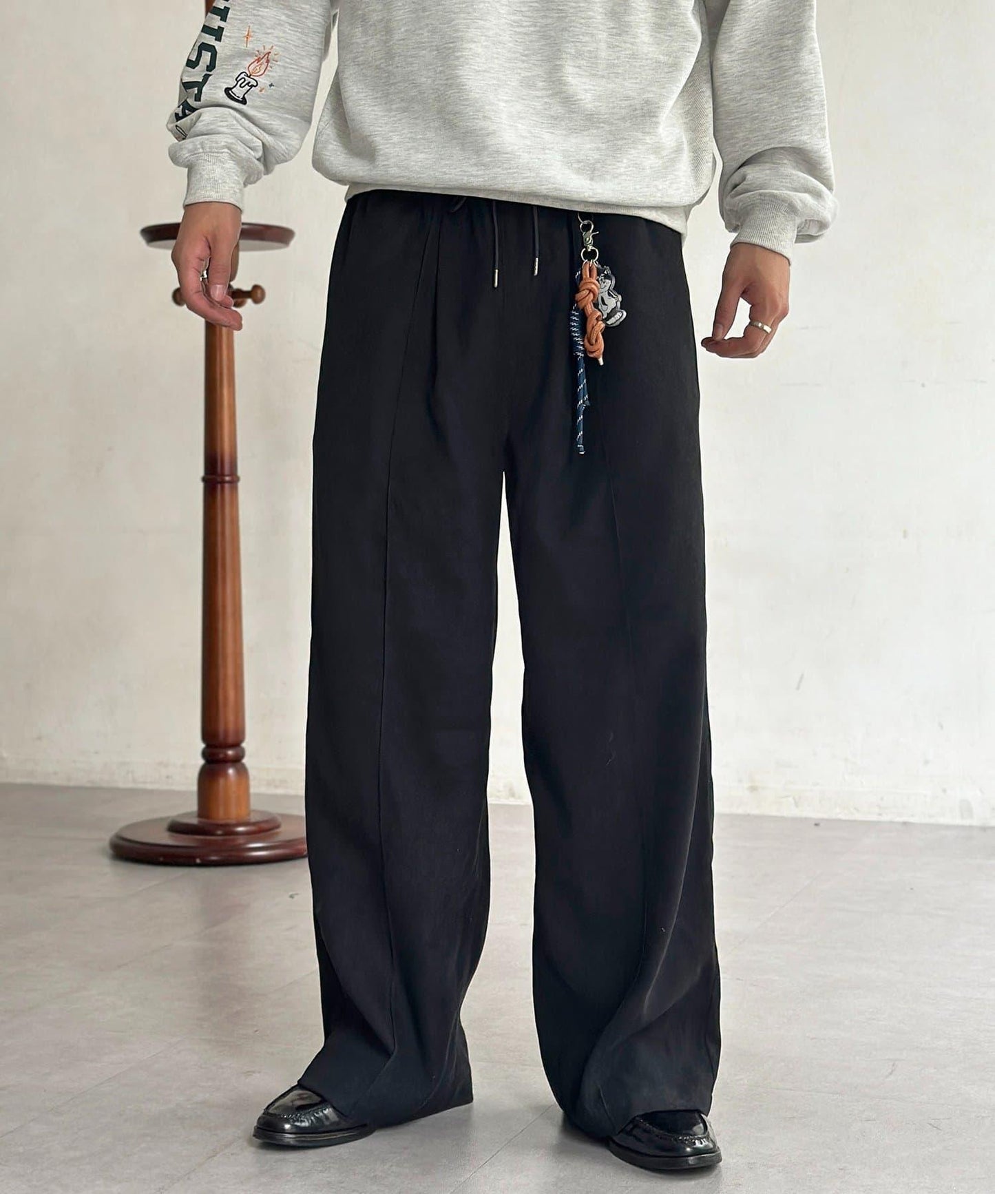 磨毛斜紋褶皺休閒褲