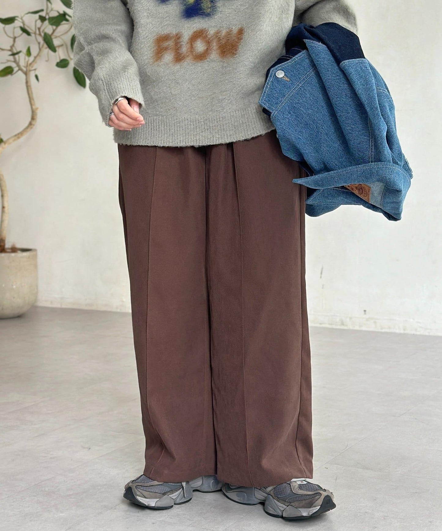 磨毛斜紋褶皺休閒褲