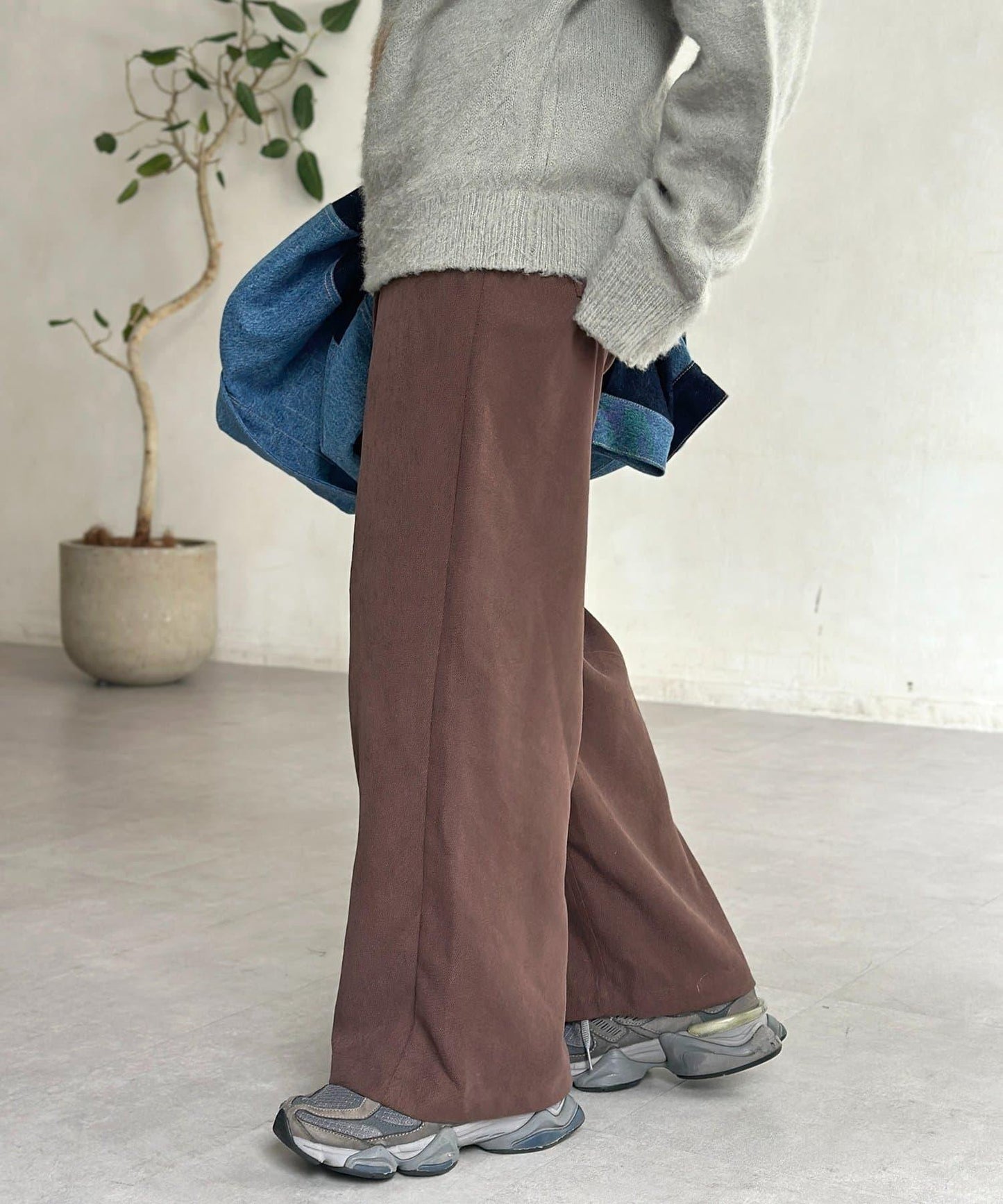 磨毛斜紋褶皺休閒褲