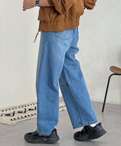 內加絨桶型牛仔褲