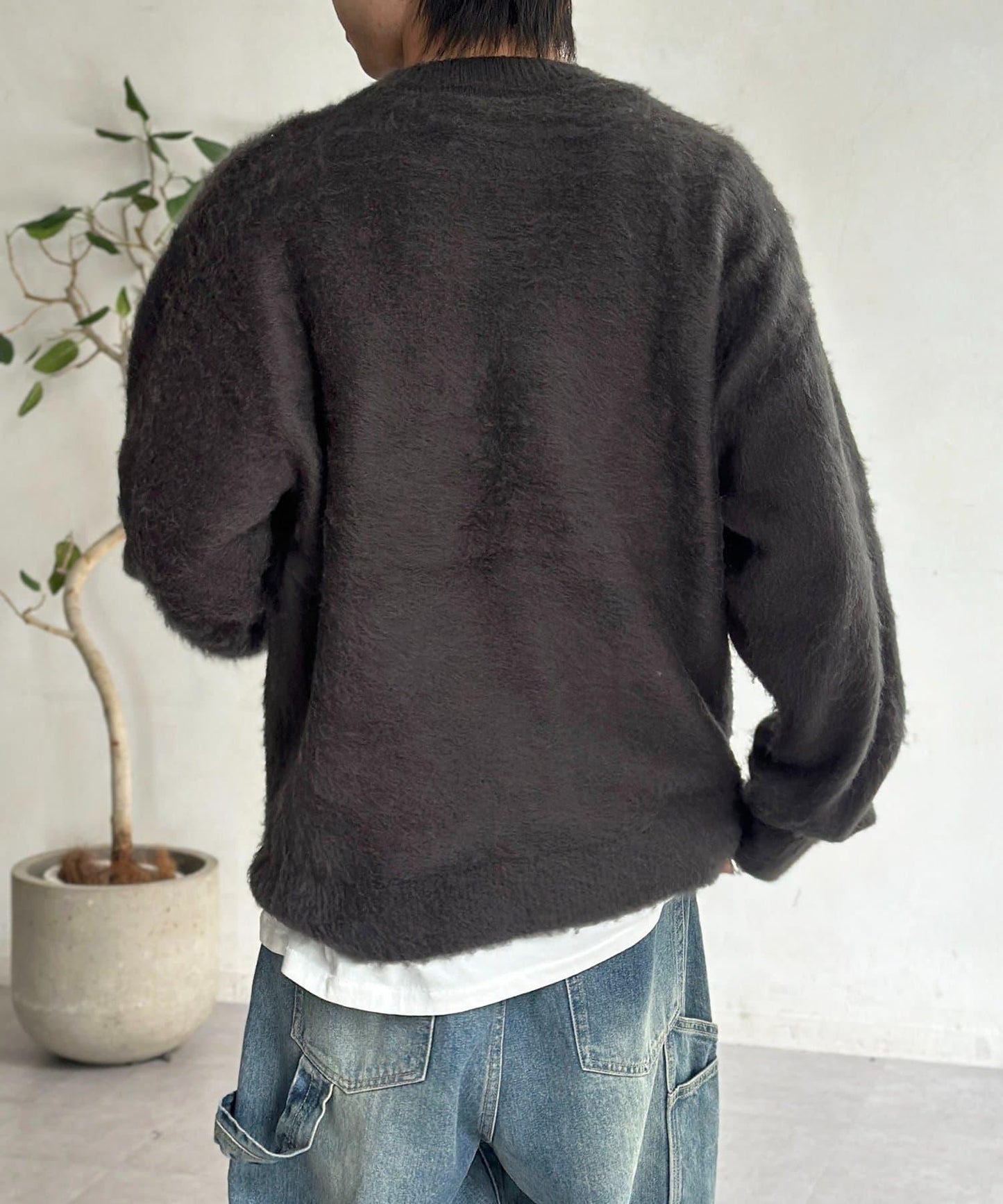 拼色圖案毛絨針織衫