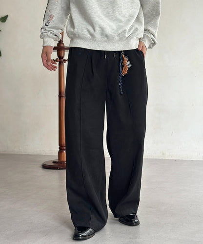 磨毛斜紋褶皺休閒褲