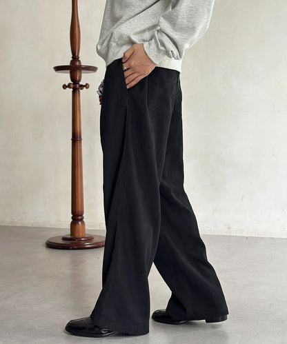 磨毛斜紋褶皺休閒褲