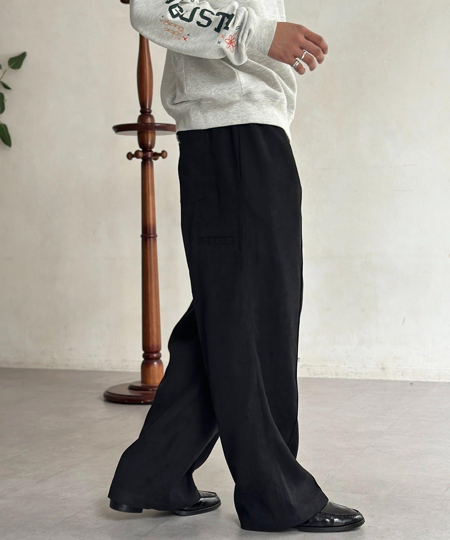 磨毛斜紋褶皺休閒褲