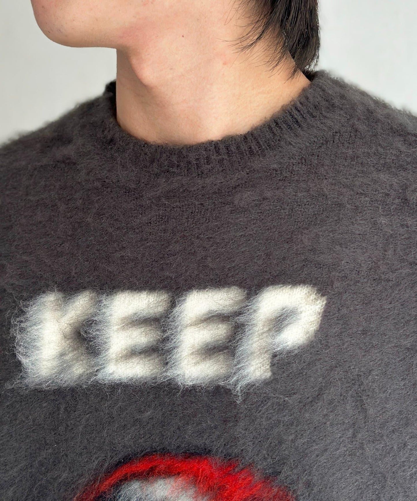 拼色圖案毛絨針織衫