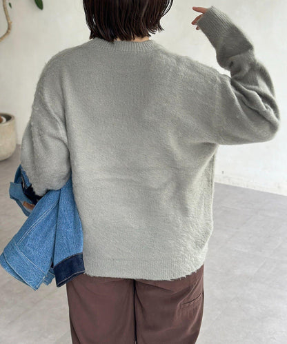 拼色圖案毛絨針織衫