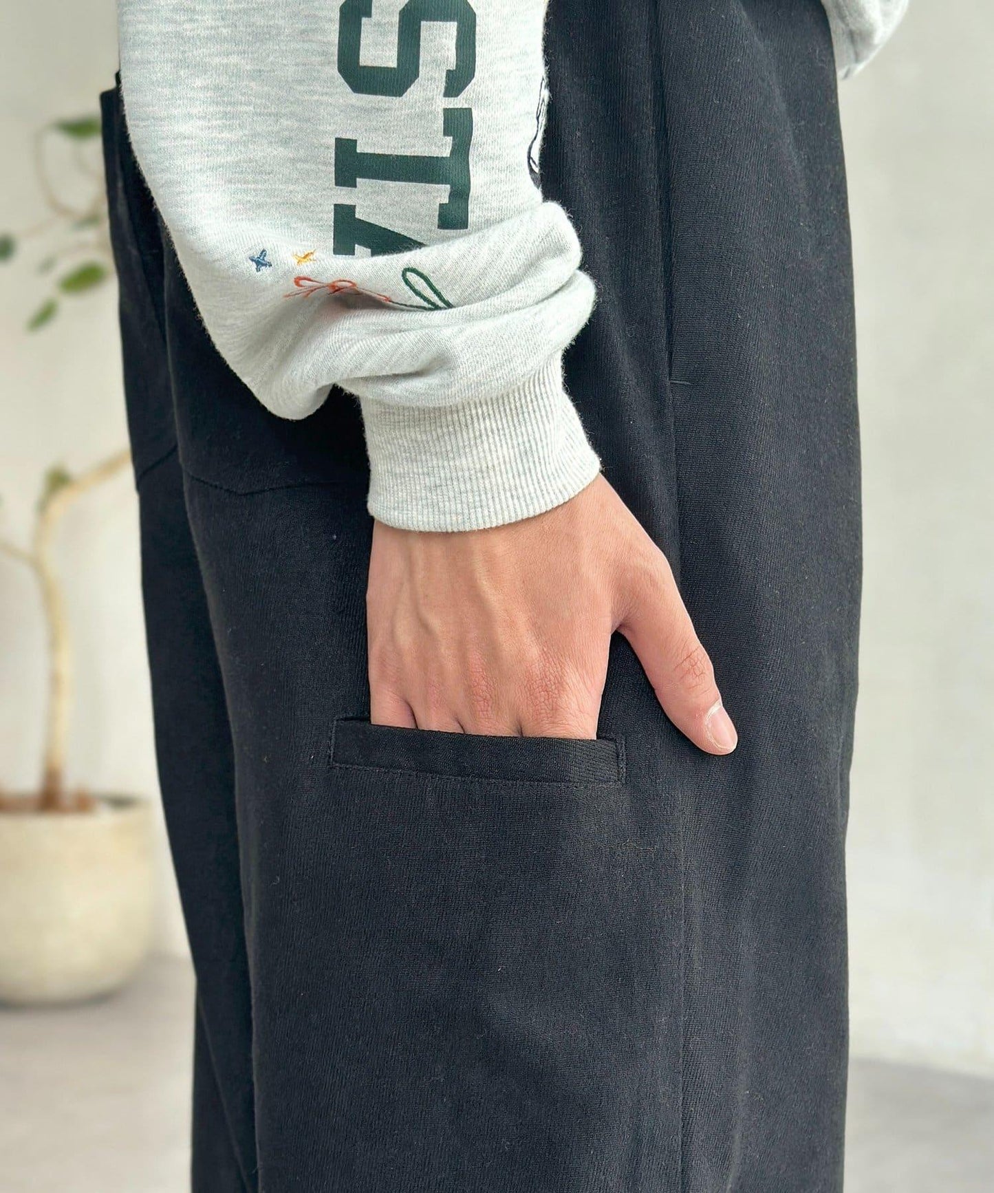 磨毛斜紋褶皺休閒褲