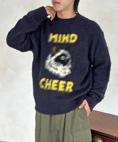 拼色圖案毛絨針織衫