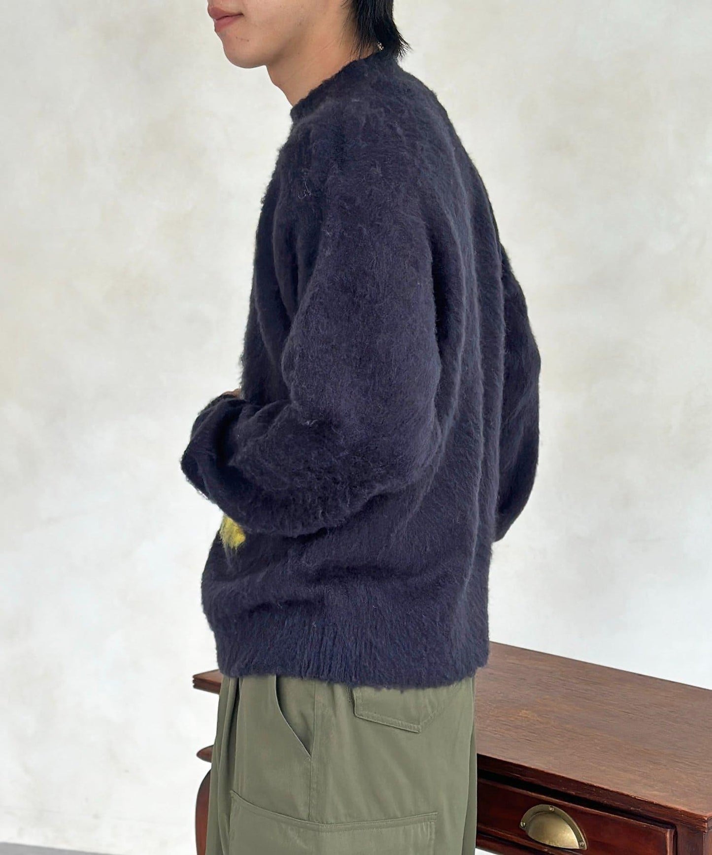 拼色圖案毛絨針織衫