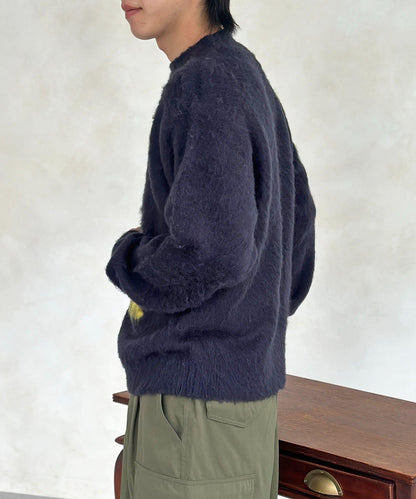 拼色圖案毛絨針織衫