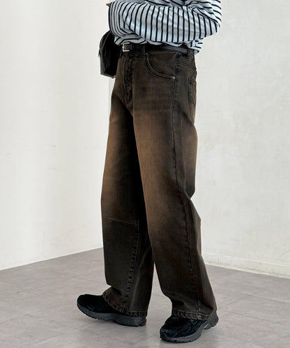 內加絨桶型牛仔褲