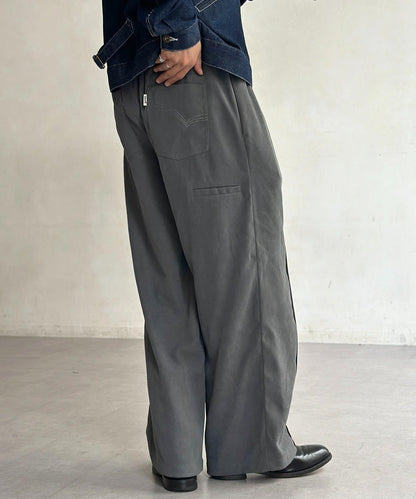 磨毛斜紋褶皺休閒褲