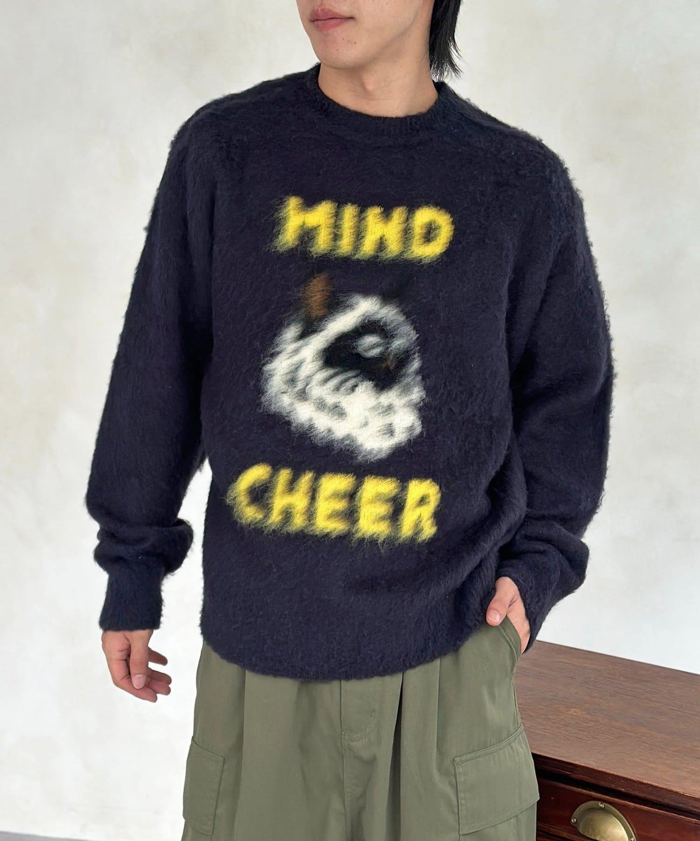 拼色圖案毛絨針織衫