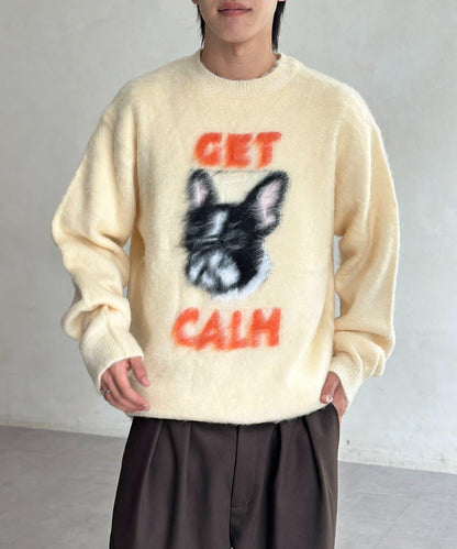 拼色圖案毛絨針織衫