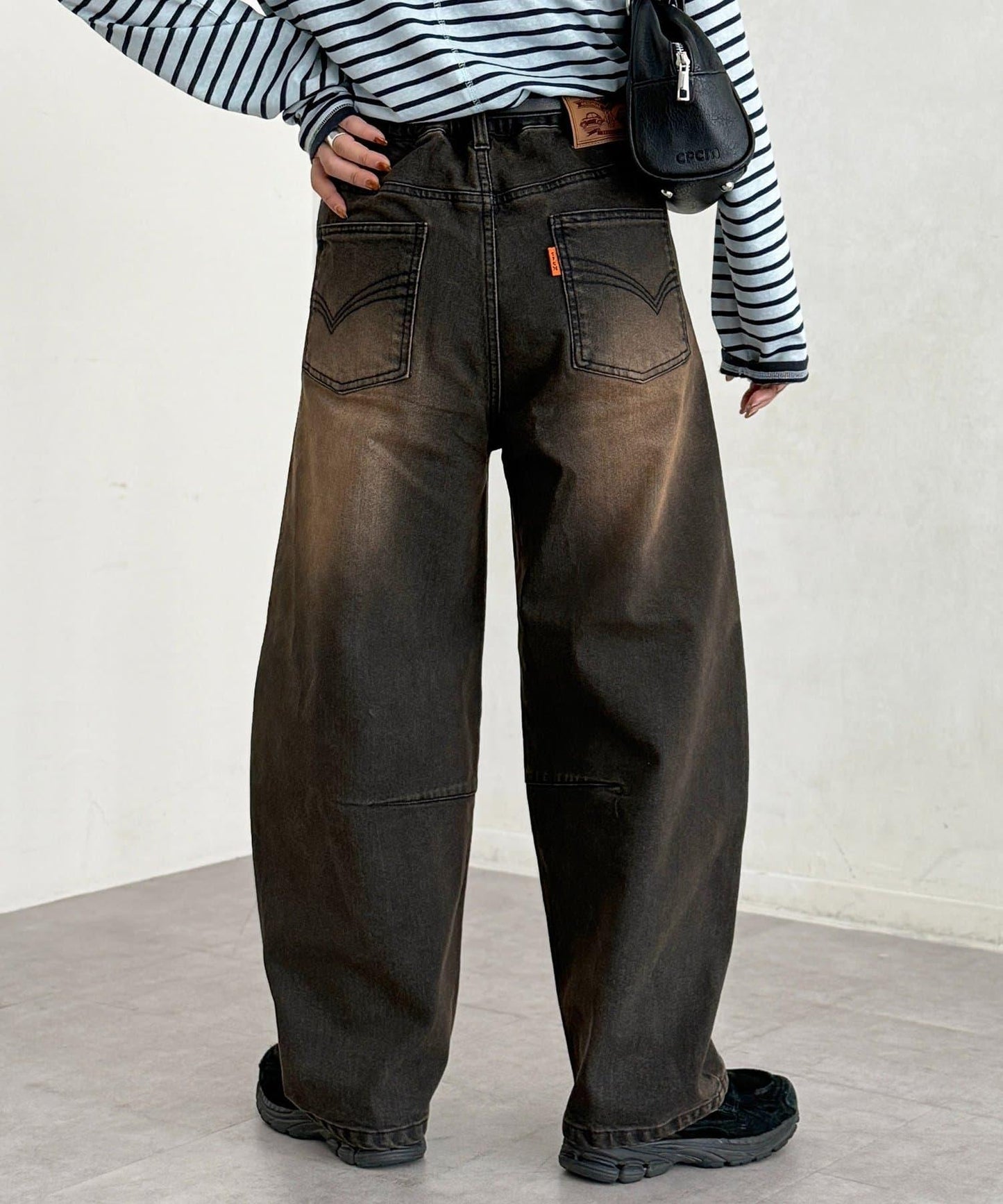 內加絨桶型牛仔褲