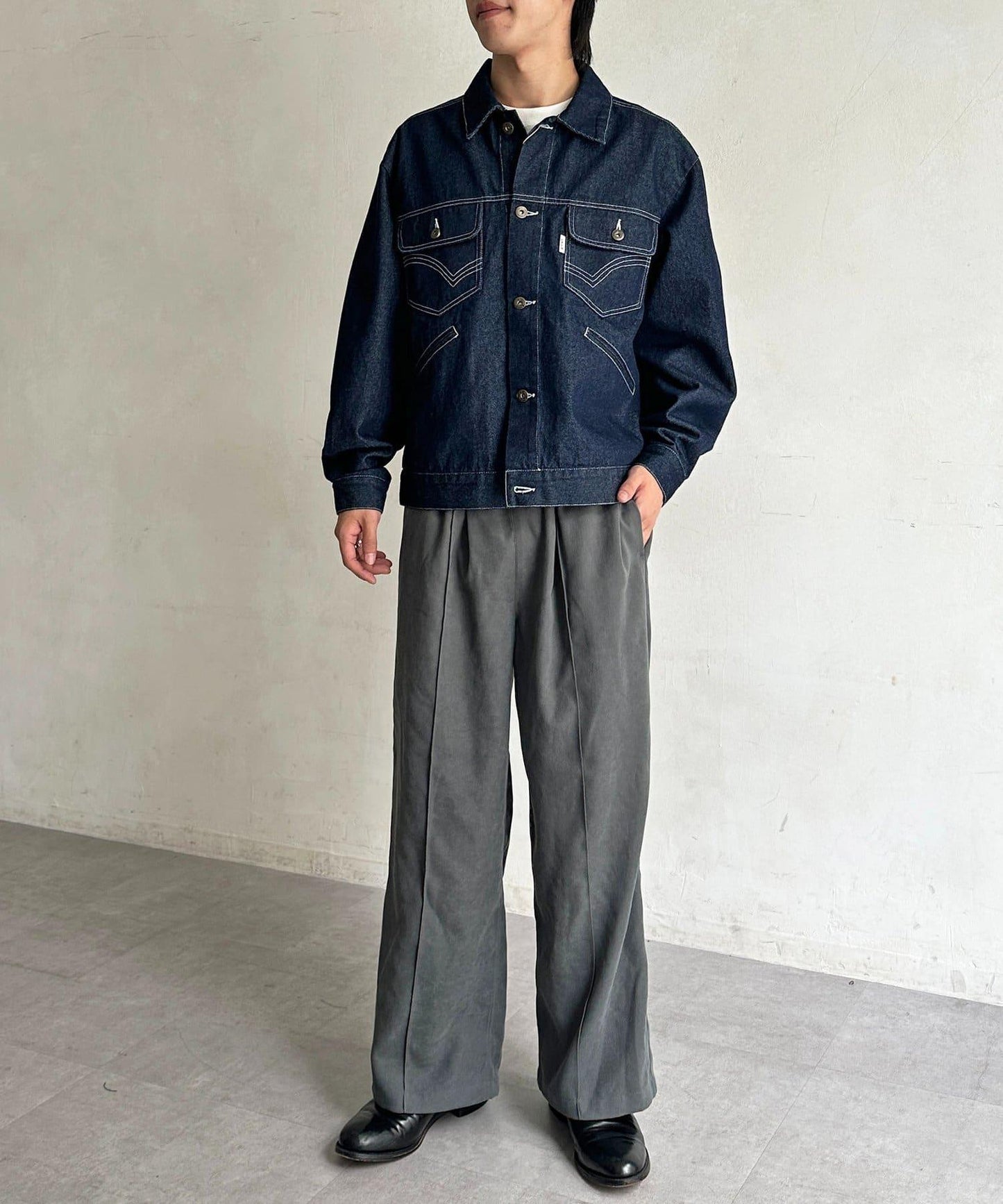 磨毛斜紋褶皺休閒褲