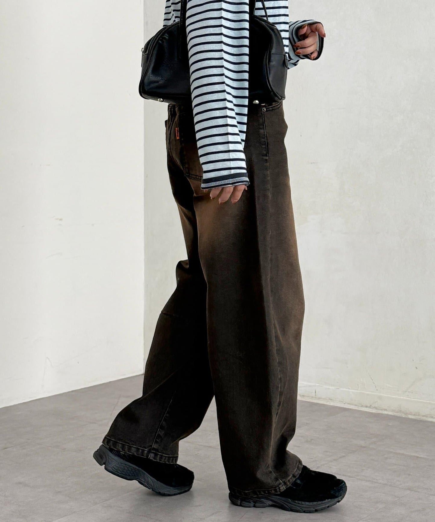 內加絨桶型牛仔褲