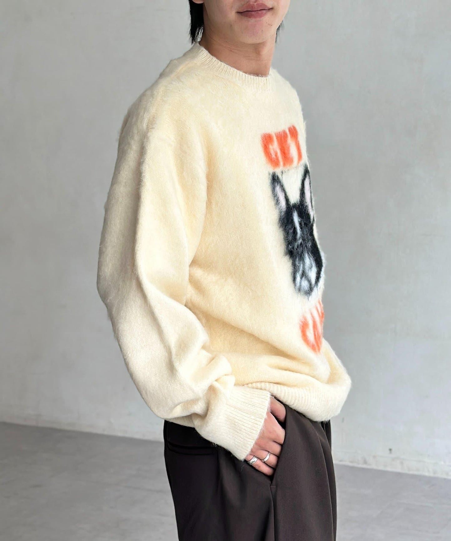 拼色圖案毛絨針織衫