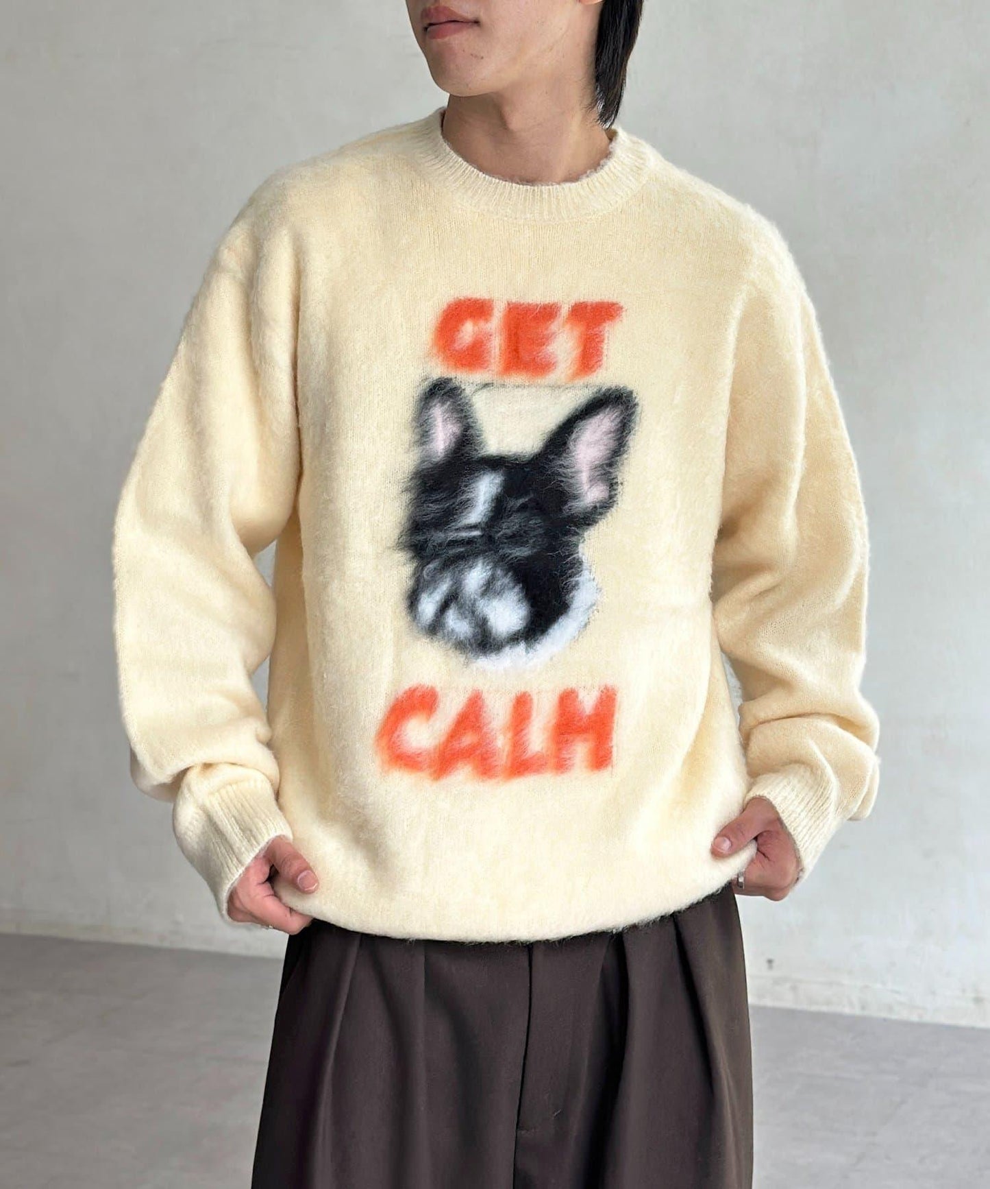 拼色圖案毛絨針織衫