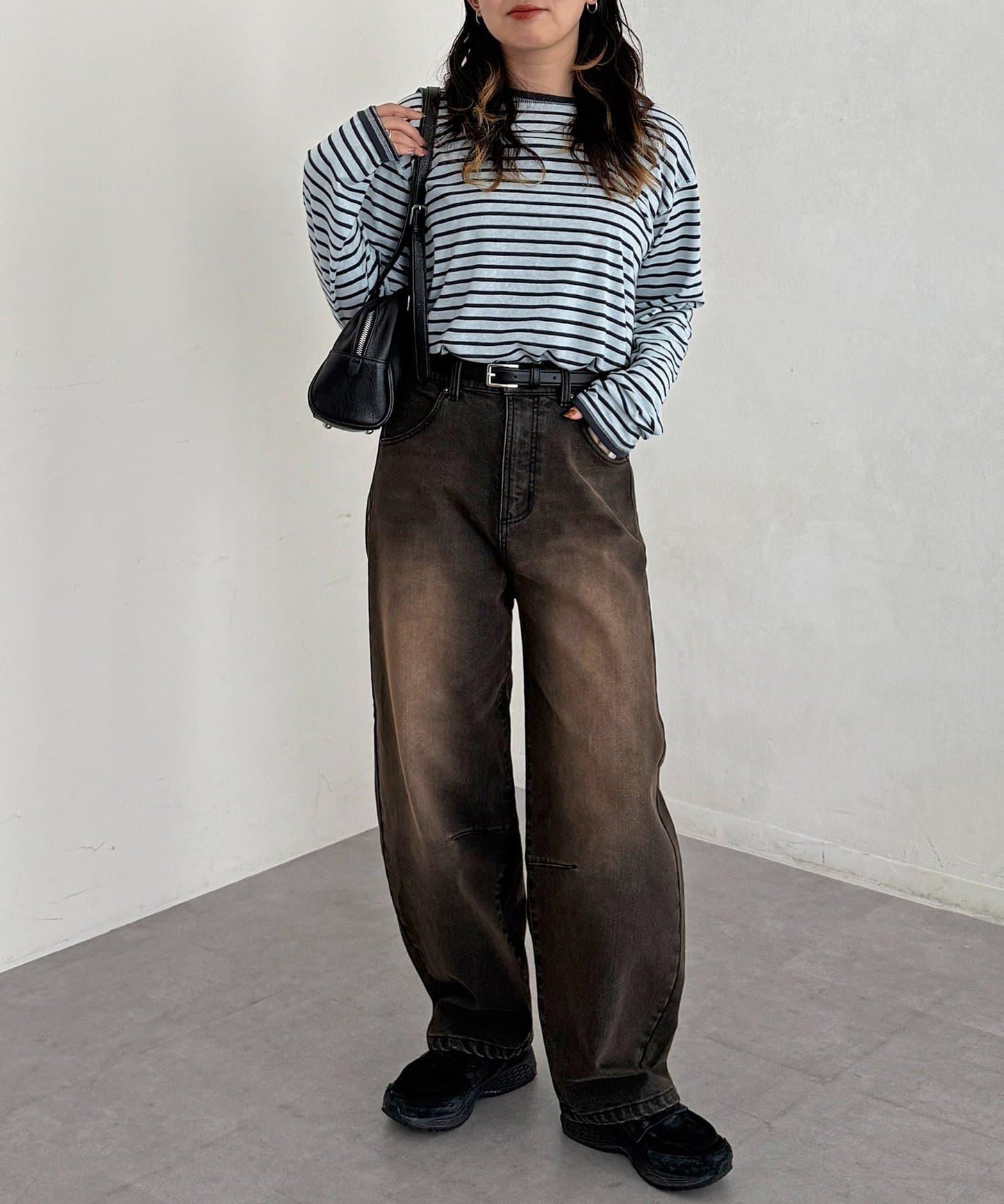 內加絨桶型牛仔褲