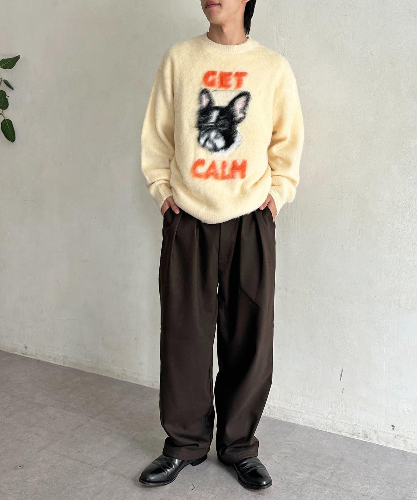 拼色圖案毛絨針織衫