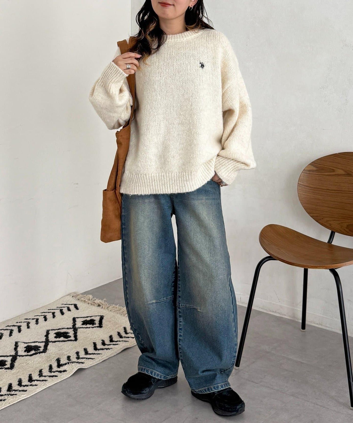 內加絨桶型牛仔褲