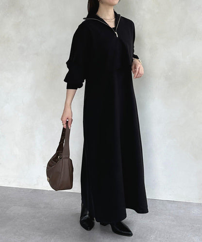 半拉鍊針織套裝連衣裙