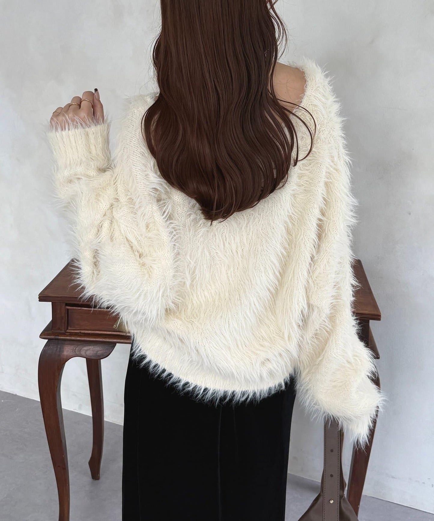 微妙紐扣蓬鬆長絨開衫