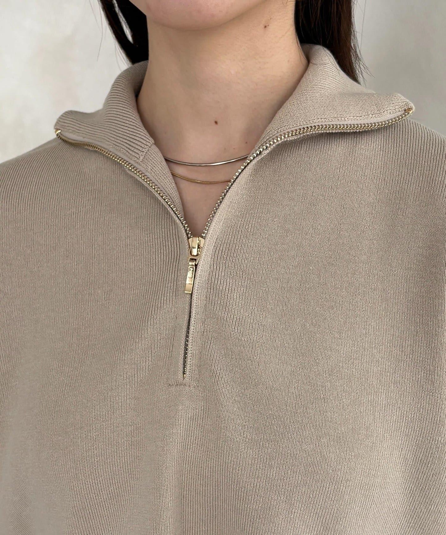 半拉鍊針織套裝連衣裙