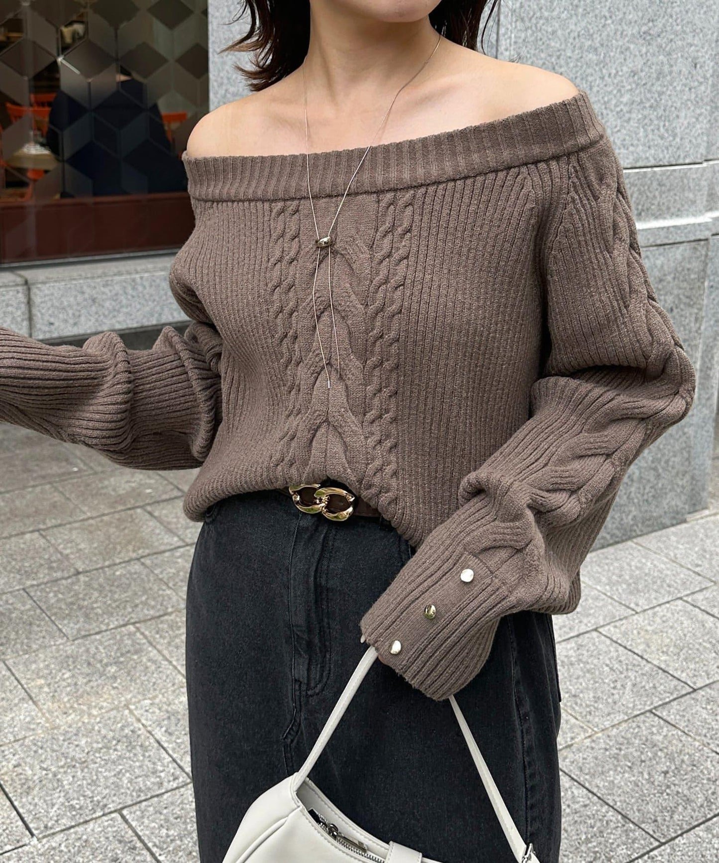 船領麻花針織衫