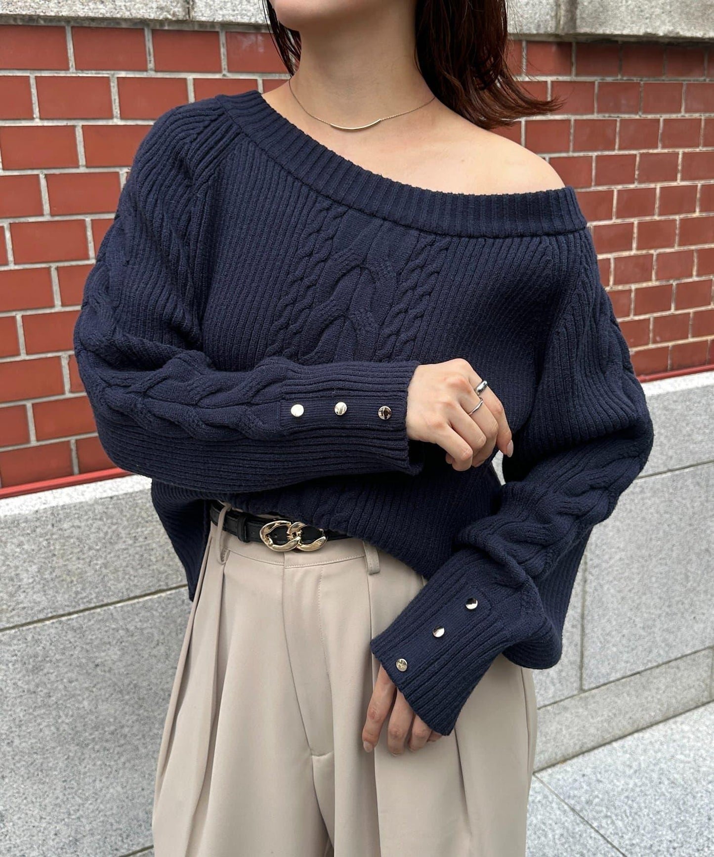 船領麻花針織衫