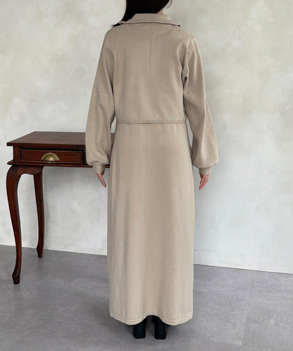 半拉鍊針織套裝連衣裙