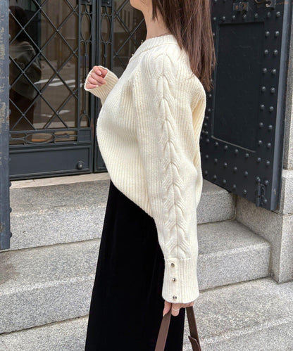 船領麻花針織衫