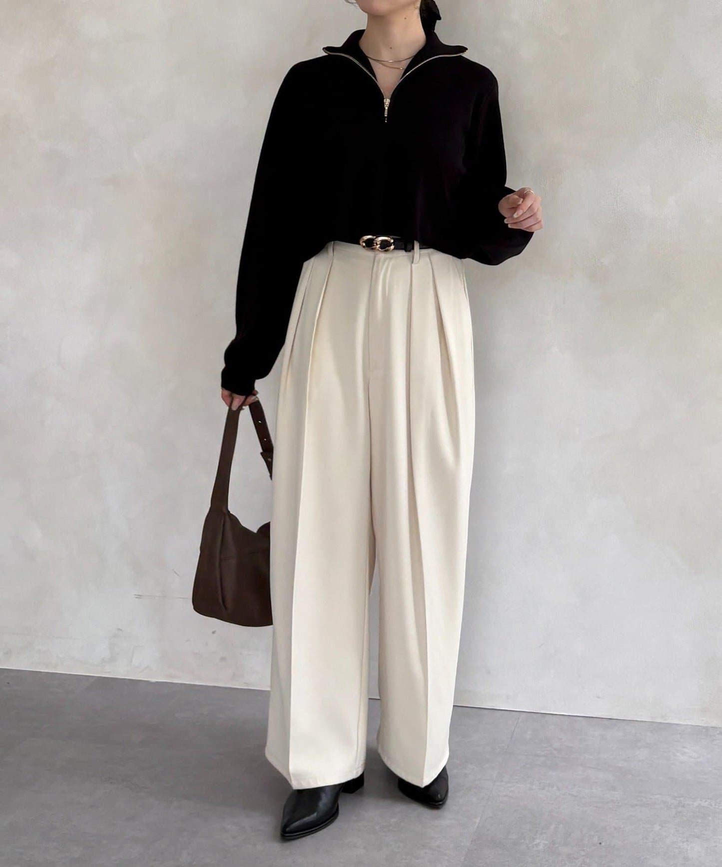 半拉鍊針織套裝連衣裙