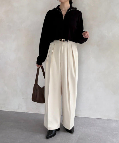 半拉鍊針織套裝連衣裙