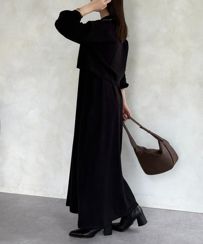 半拉鍊針織套裝連衣裙