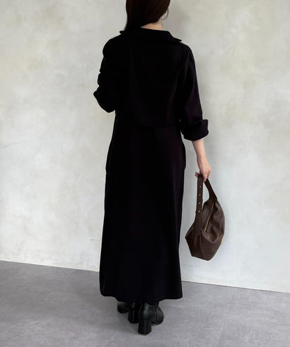 半拉鍊針織套裝連衣裙