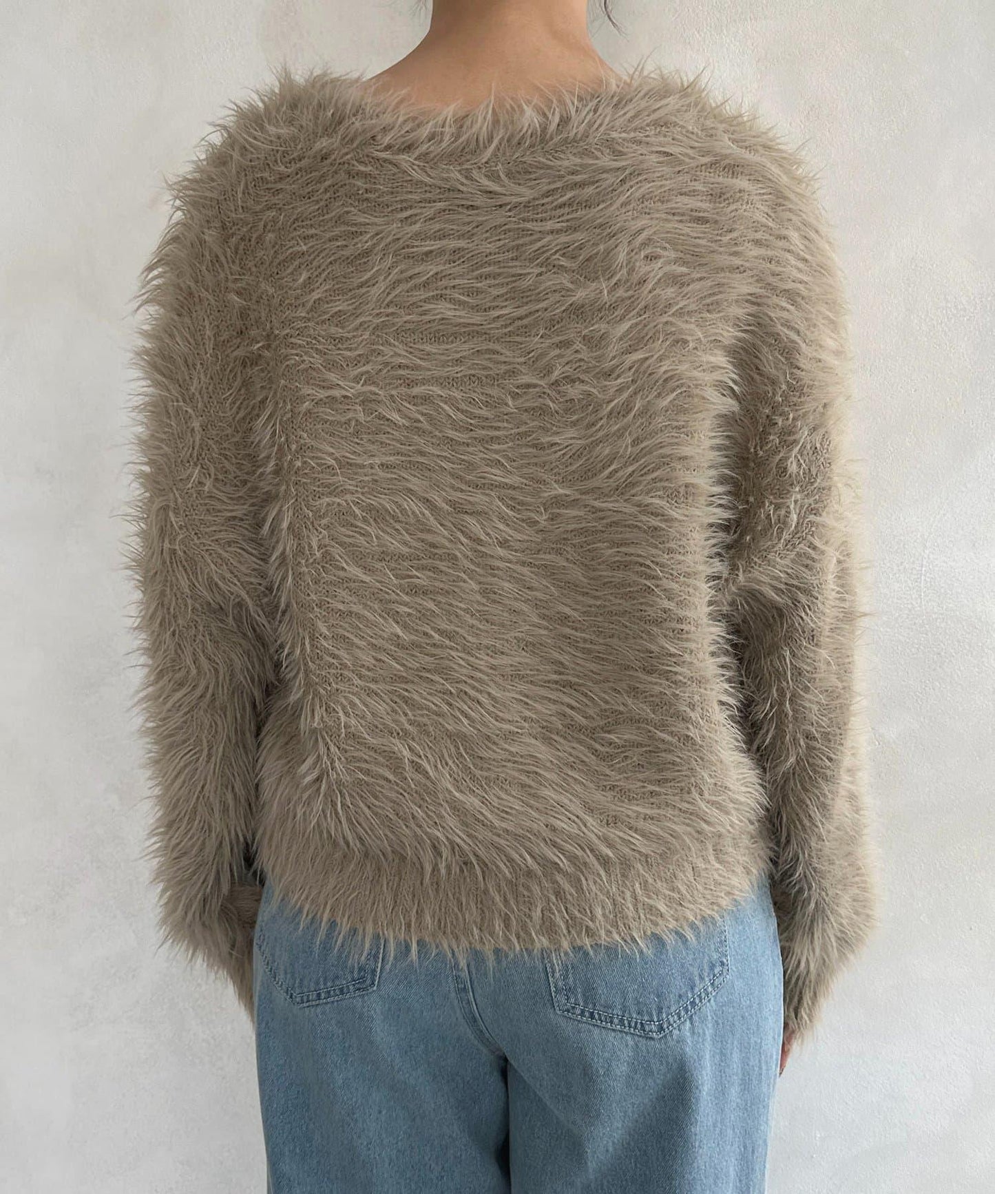 微妙紐扣蓬鬆長絨開衫