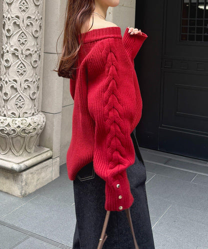 船領麻花針織衫