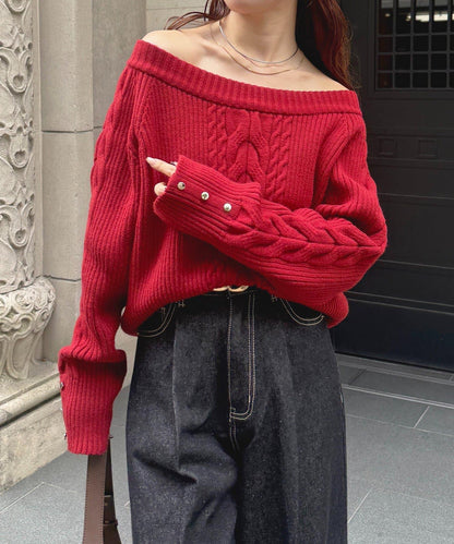 船領麻花針織衫