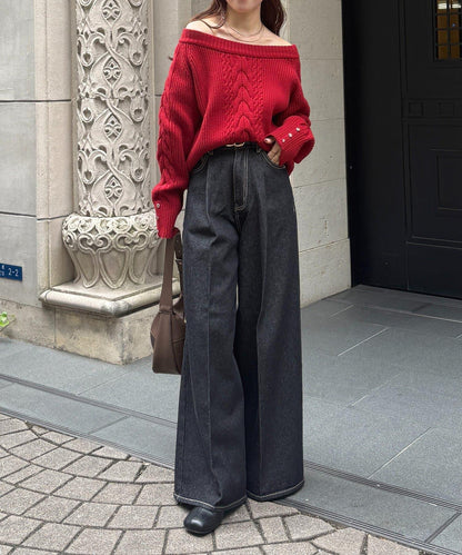 船領麻花針織衫